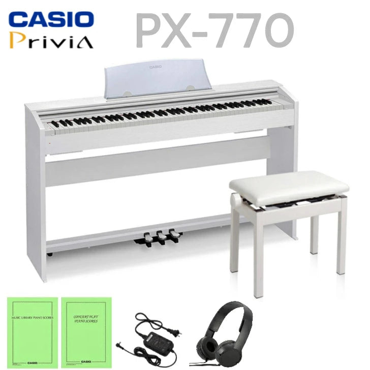 【即納可能】【期間限定特価】CASIO Privia PX-770 WE SET カシオ デジタルピアノ 電子ピアノ オススメ プリヴィア セット 88鍵盤 ホワイトウッド 【高低自在椅子】【ヘッドホン】